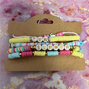 Colorful Beaded Bracelets with 'Sun Summer' Letters